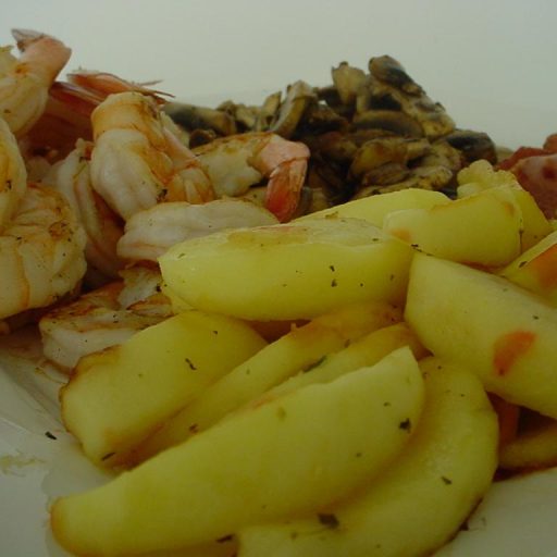 Langostinos Con Prosciutto Y Manzanas