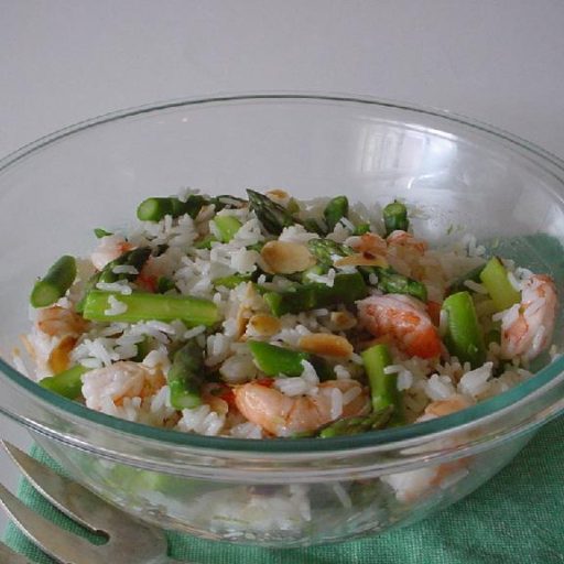 Ensalada De Arroz Con Langostinos Y Espárragos